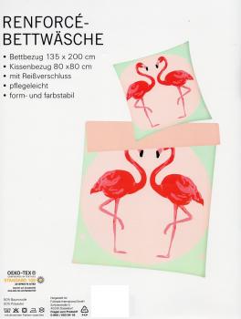 Bettwäsche Villa Noblesse - Flamingos - 135 x 200 cm + 80 x 80 cm - Renforcé